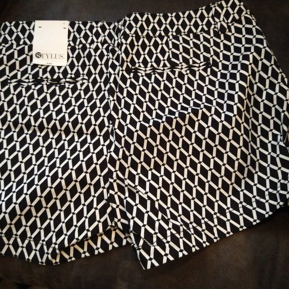 BNWT - STYLUS BLACK & WHITE PATTERN SHORTS - SIZE 6 - EXCELLENT CONDITION - Picture 4 of 5